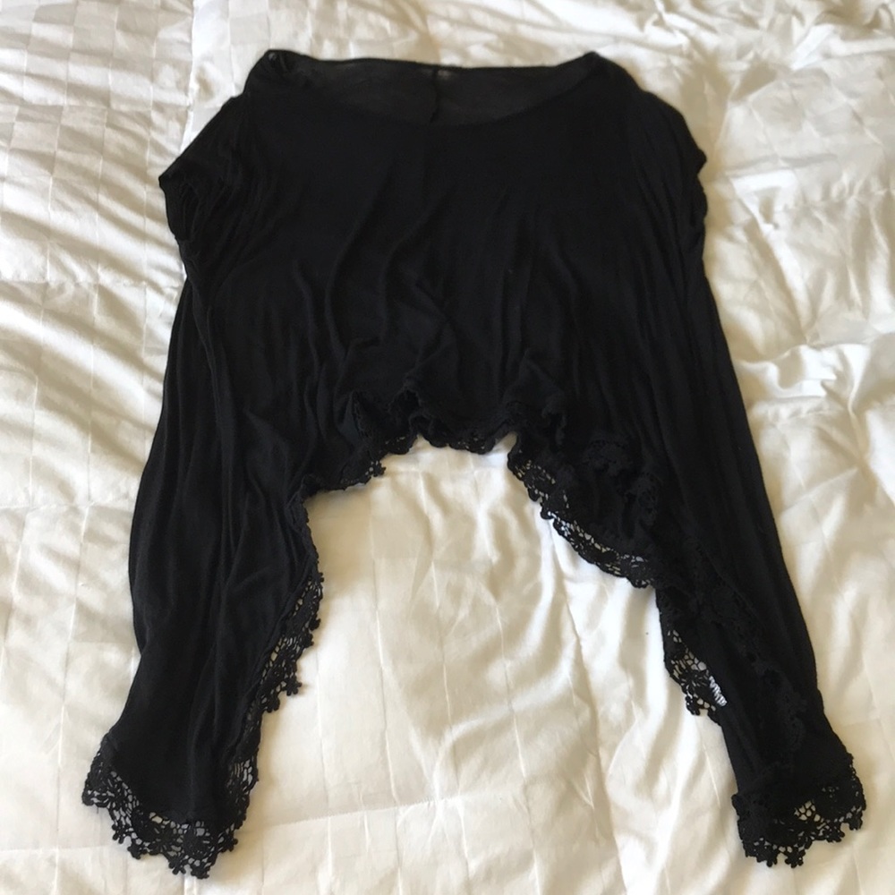 Haute Society Lace-Trim Asymmetric Hem Tunic